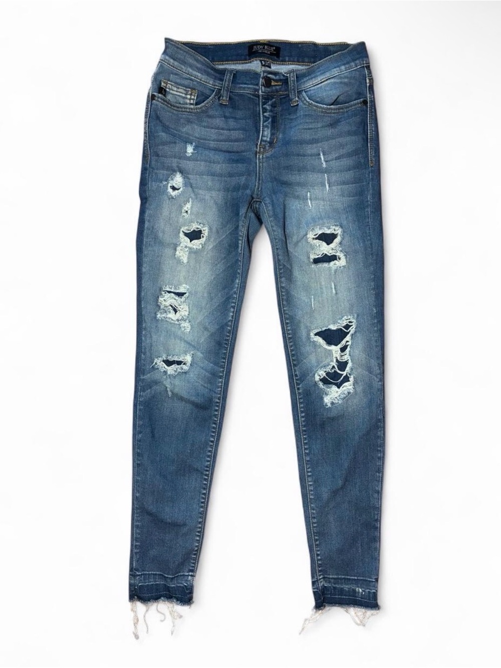 Judy Blue Distressed Skinny Jeans - Blue